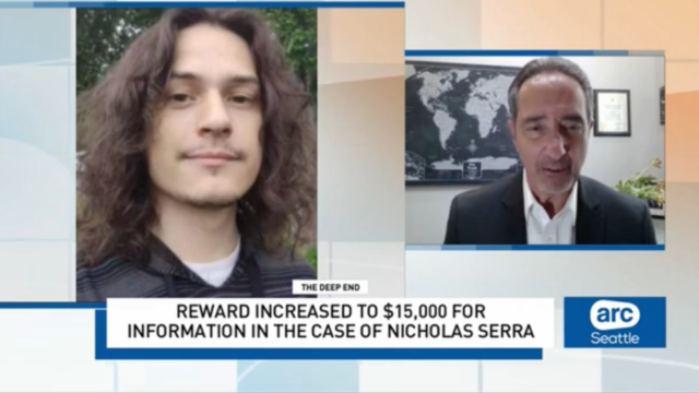 Jim Fuda on KOMO News to discuss the Nicholas Serra case and Crime Stoppers of Puget Sound's $15,000 reward.