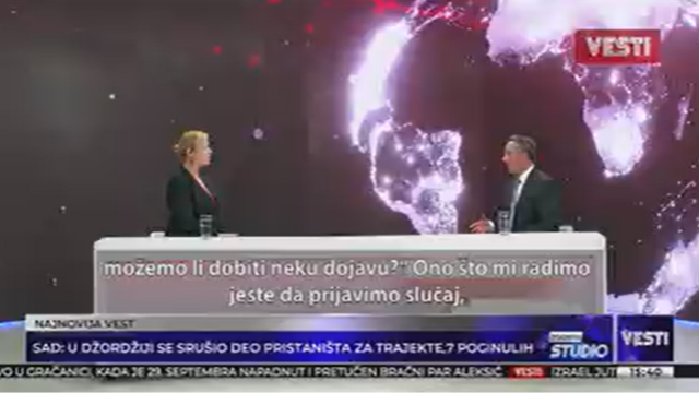 TV Vesti interviews Jim Fuda of Crime Stoppers Global Solutions in Serbia.